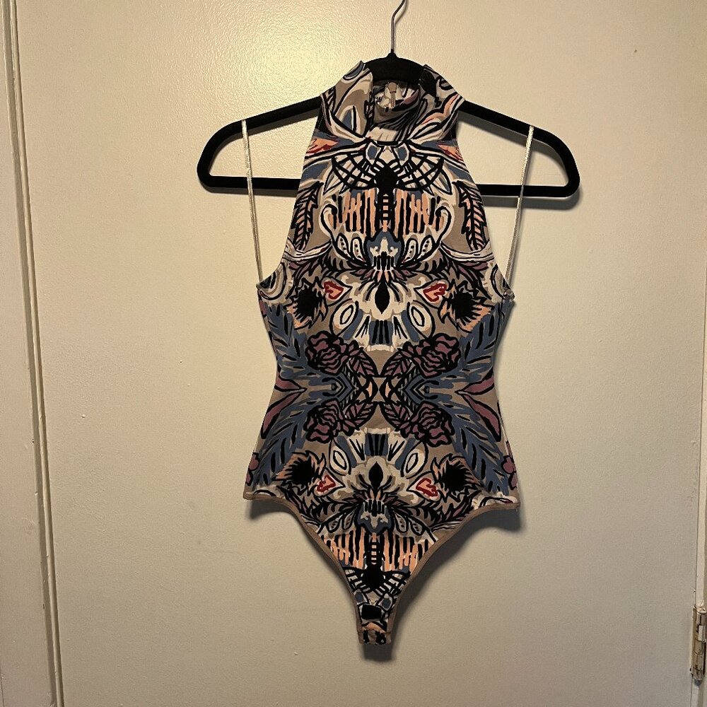 Free People Patterned Thong Bodysuit – Multicolor Print – Women’s XS